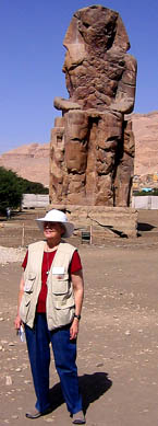 Shirley at the Colossi of Memnon. Photo by Olen Britnell.