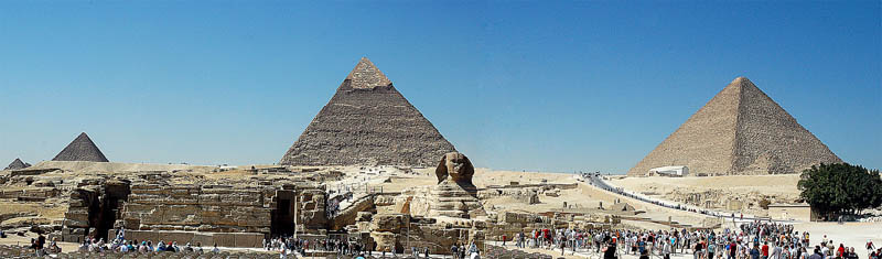 Panorama of the Giza Pyramids. Photo by Ferrell Jenkins.